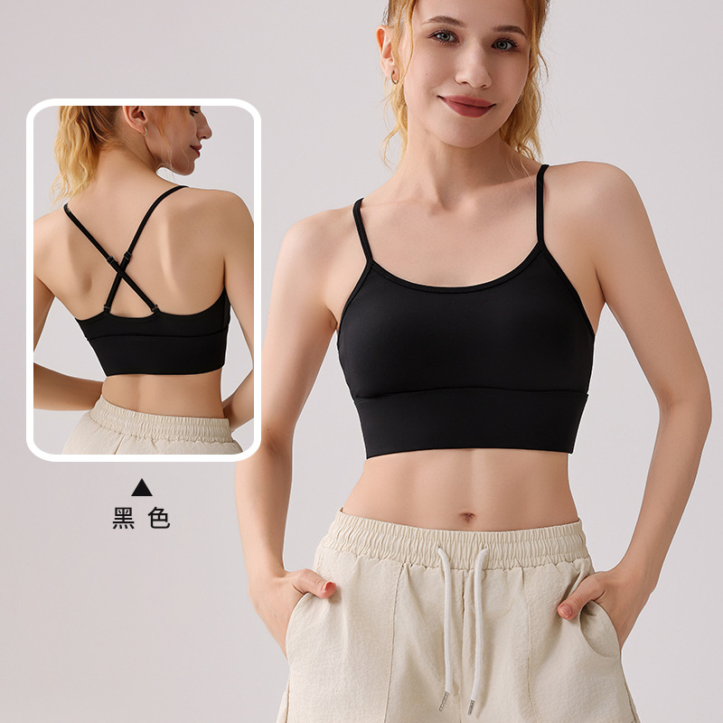 Ropa interior deportiva europea y americana, chaleco a prueba de golpes, tirantes, tops de fitness para correr desnudos, sujetador trasero sexy