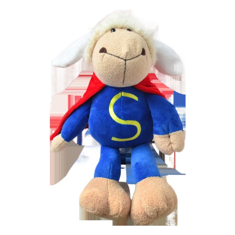 Cordero de dibujos animados muñeca de peluche de juguete lindo Superman ovejas muñeca almohada Día de San Valentín regalo de cumpleaños al por mayor