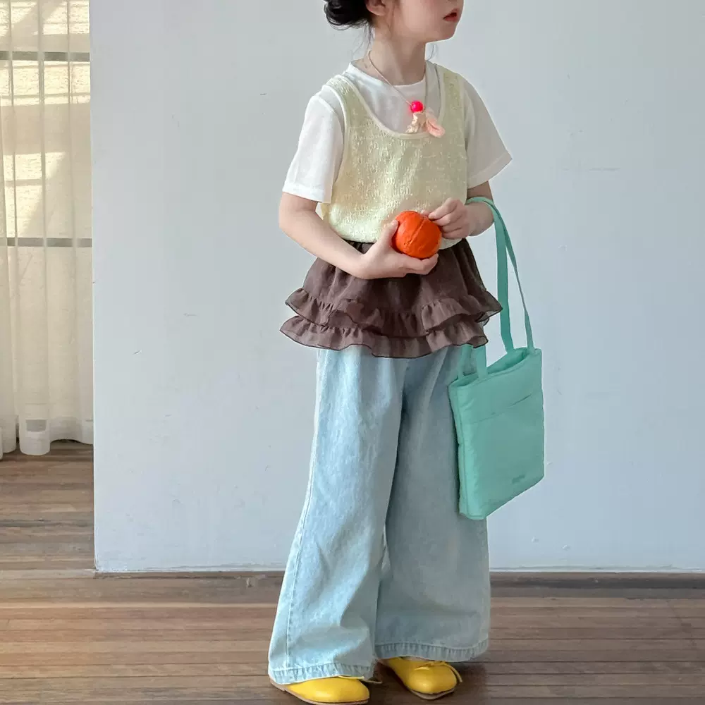 童吊带2025夏款女宝宝韩版镂空吊带衫儿童休闲甜美百搭背心末小蒙