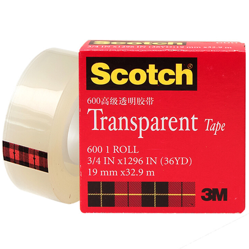 3M 600思高胶带 透明百格测试胶带油墨附着力检测单面胶带