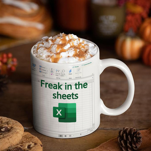 Cross-border hot-selling excel freak in the sheets white mug breakfast coffee tea cup