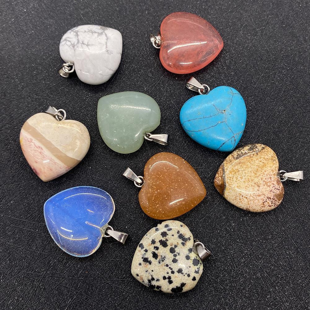 DIY Jewelry Accessories Classification 1 Piece Natural Stone Heart Shape Pendant