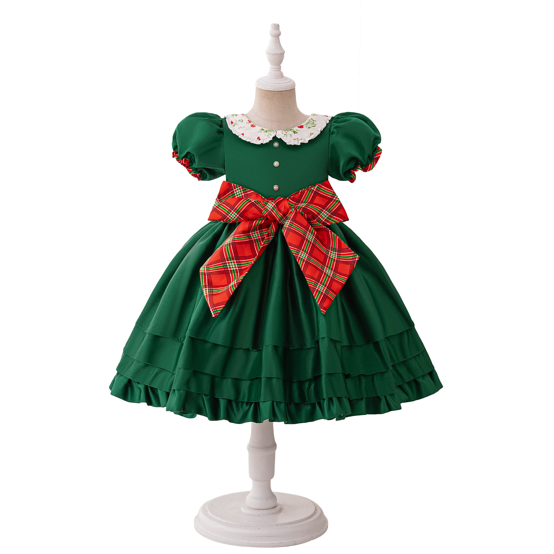 2024 nuevo vestido de navidad princesa niñas vestidos de malla de cascada vestidos de niñas vestidos de arco de sequillas