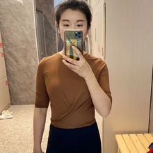 Lulu同款瑜伽服运动健身长袖上衣交叉绑带跑步T恤普拉提健身服春