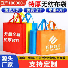 批发热合无纺布手提袋环保印刷logo购物店铺宣传覆膜彩色广告袋