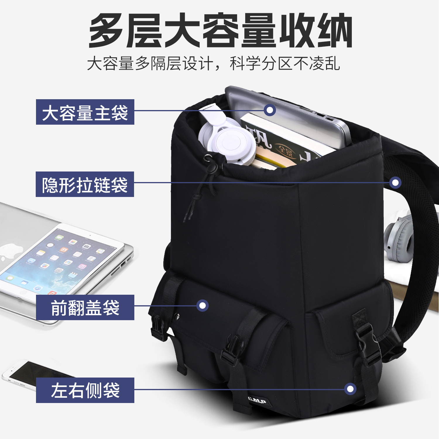 Nueva mochila de viaje 2025 moda para hombres y mujeres mochila de gran capacidad mochila de computadora mochila de nylon