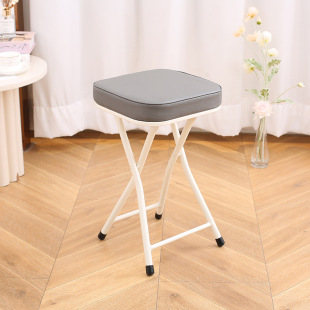 YSF Folding Chair Home Dining Chair Simple Square Fashion Stool White Folding Chair for Temporary Use in Dormitory