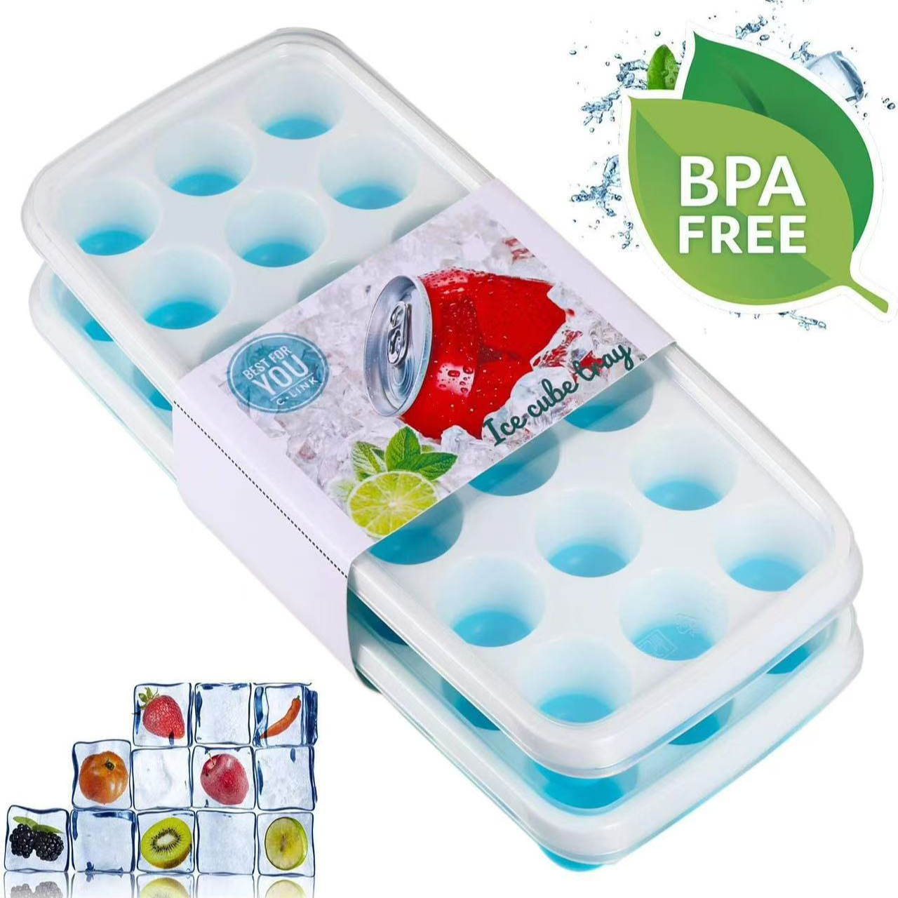 21-Compartment Food-Grade Household Round Plastic Ice Tray with Various Molds and Lid, Dly Multi-Purpose Ice Maker