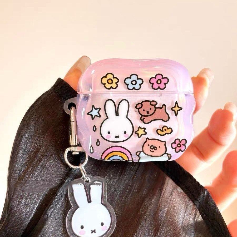 Cute flores Miffy conejo para airpodspro1 generación 2 generación 3 generación 4 generación Apple Bluetooth auriculares cubierta protectora