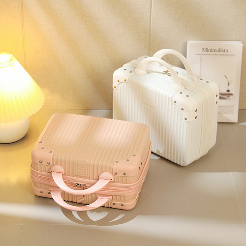 Vintage 14-inch makeup box, mini travel bag, small suitcase, gift, password travel case, storage makeup pouch