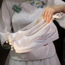 凤麟流苏款民族风女士布鞋内增高翘头绣花鞋复古风韵味明制汉服鞋