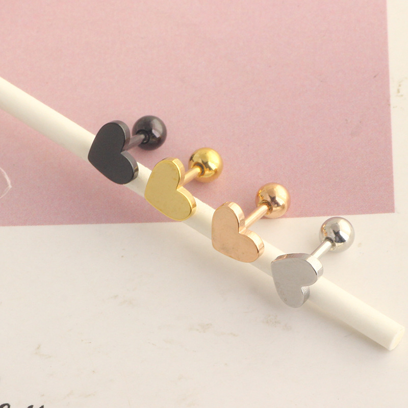 9g Weight Ear Studs Classification 1 Piece Vintage Style Heart Shape Stainless Steel Ear Studs