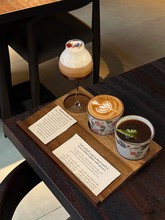 日式印花咖啡杯拿铁杯咖啡厅陶瓷意式浓缩咖啡杯带孔木托盘套装跨