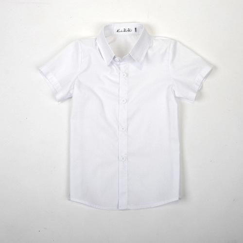 Boys' Shirt Summer New Korean Style White Shorts Solid Color Striped Handsome Children's Clothing Dropshipping