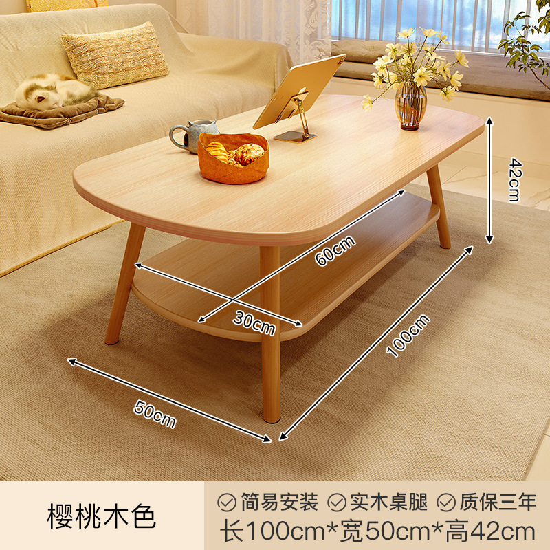 Mesa de té sala de estar simple casa de alquiler dormitorio creativo balcón mesa de té piernas de madera sólida