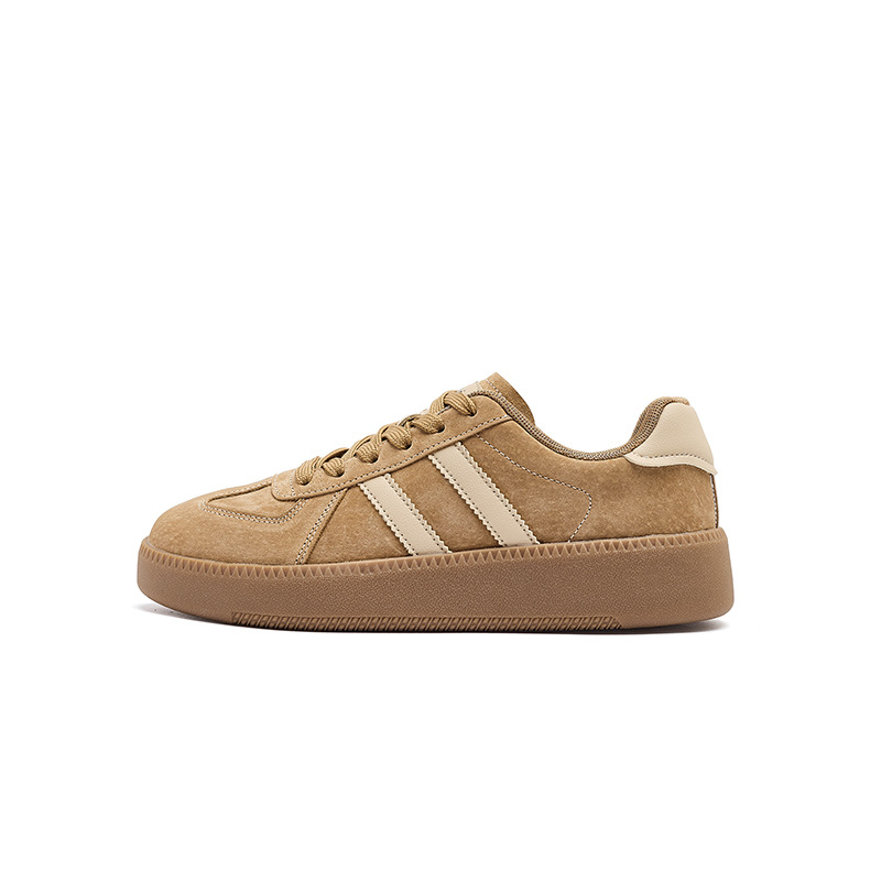 Augu Lion Dengde zapatos de entrenamiento para mujeres otoño y invierno 2025 nuevo estilo de zapatos de skate marrón con suela gruesa, zapatos casuales retro planos