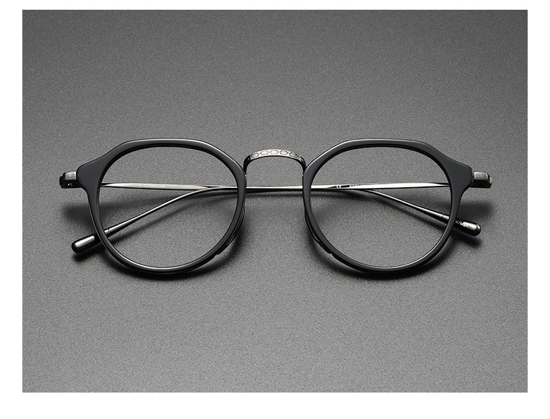 钛架眼镜框 万年龟同款1113小红书透明配近视不规则复古 纯钛眼镜详情22