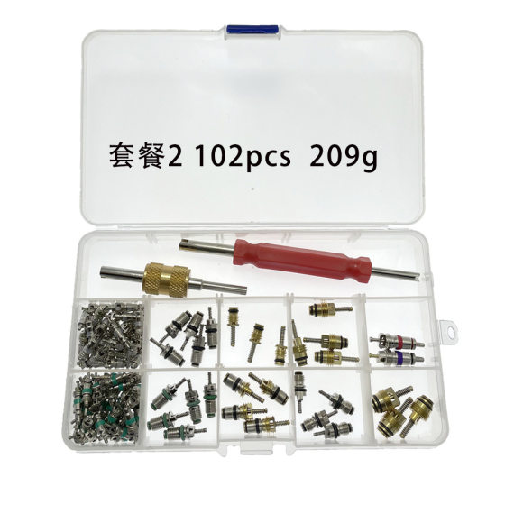 102pcs car air conditioning valve core boxed R12 R134a refrigeration repair tool kit 1/4 