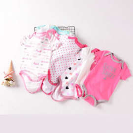 外贸尾货断码清仓纯棉婴儿连体衣短袖哈衣长袖爬服新生儿0-2岁