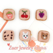 羊毛毡水果饼干可爱卡通甜甜圈方块饰品兔子草莓樱桃水果发饰配件