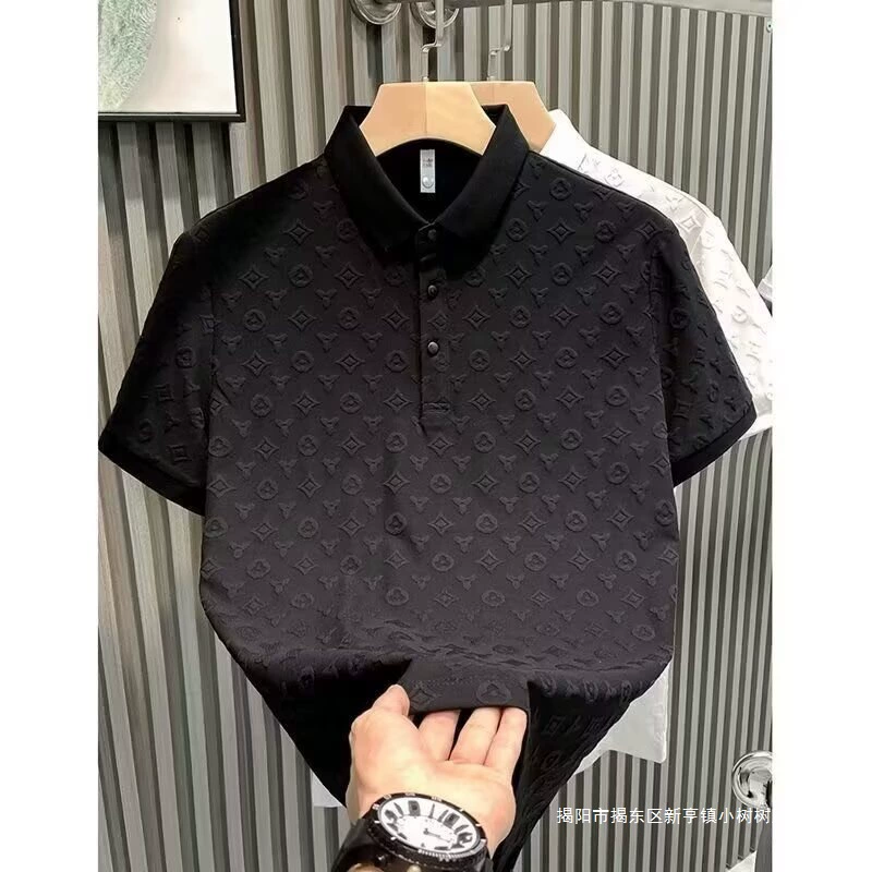 Летнее модное поло, футболка, Slim Fit, с коротким рукавом, воротник стойка