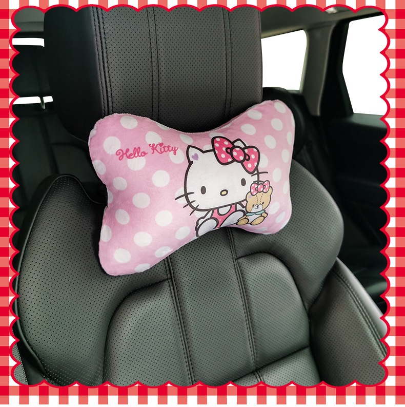 Hellokitty Car Pillow Cute Cartoon Car Headrest Neck Pillow Popular Leather Pillow Bone Pillow for Women