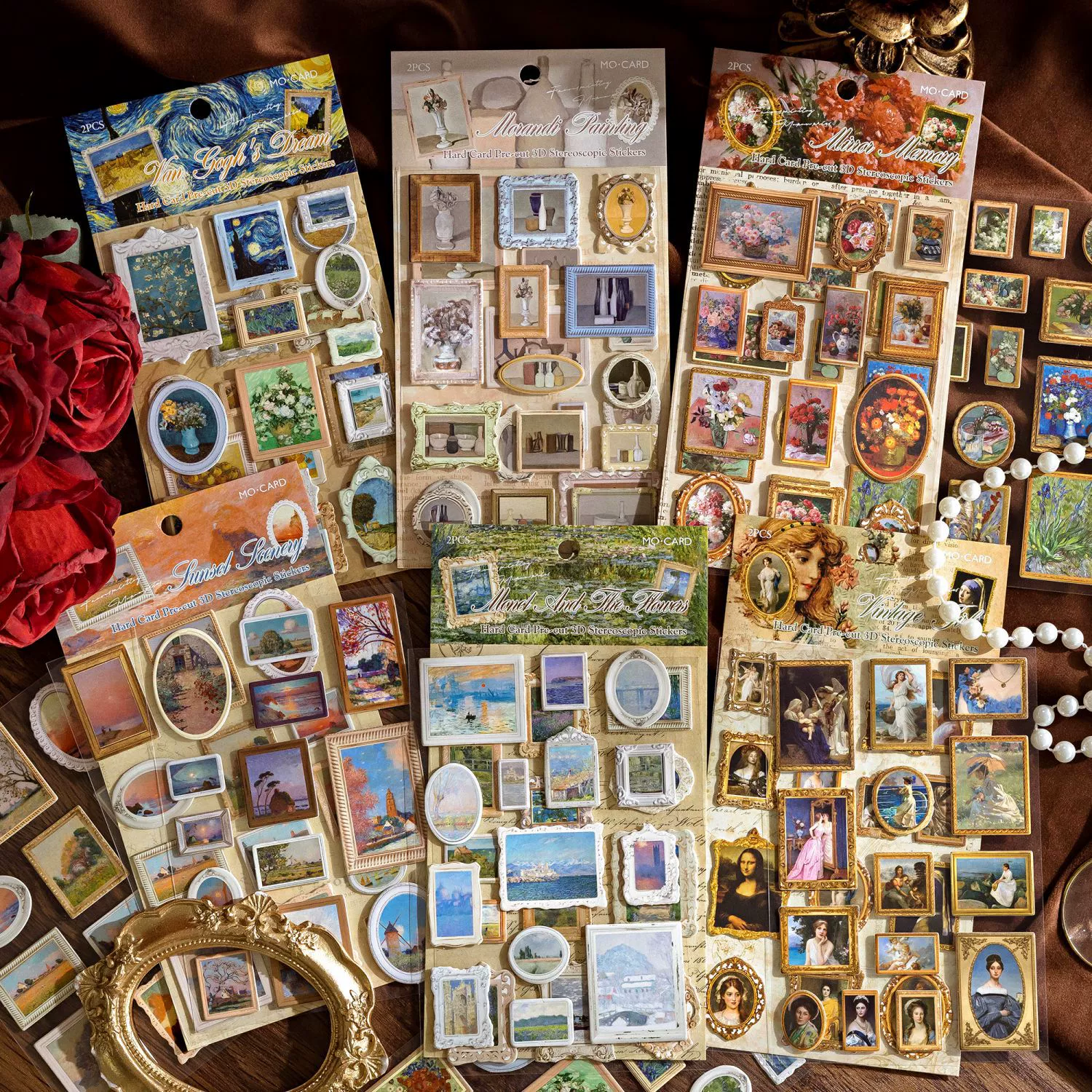 Mo mo предварительно вырезанный 3D стерео жесткая карта наклейка знаменитая картина музей серии ретро материал стены ручной счет коллаж