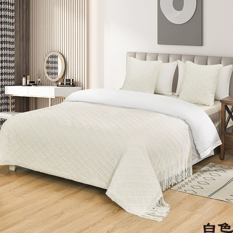 Bandera de cama toallas de cola de cama residencial hotel de lujo cubierta de cama doméstica nueva habitación modelo chino toallas de cama de color sólido