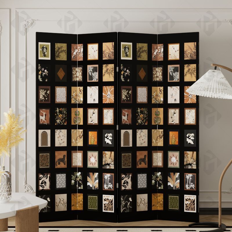 French-Style Vintage Simple Partition Screen for Entryway, Dining Room, Living Room, Sofa, Bedroom, Bedside, Movable Divider Decorative Folding Screen