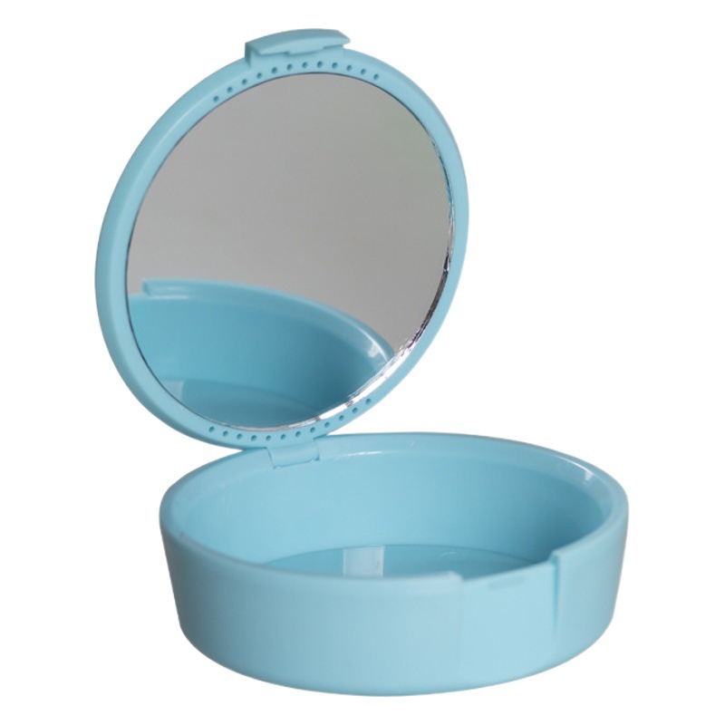 Dental ronda invisible tirantes caja con espejo ortodoncia caja de retención caja de almacenamiento de dientes caja de dentadura portátil