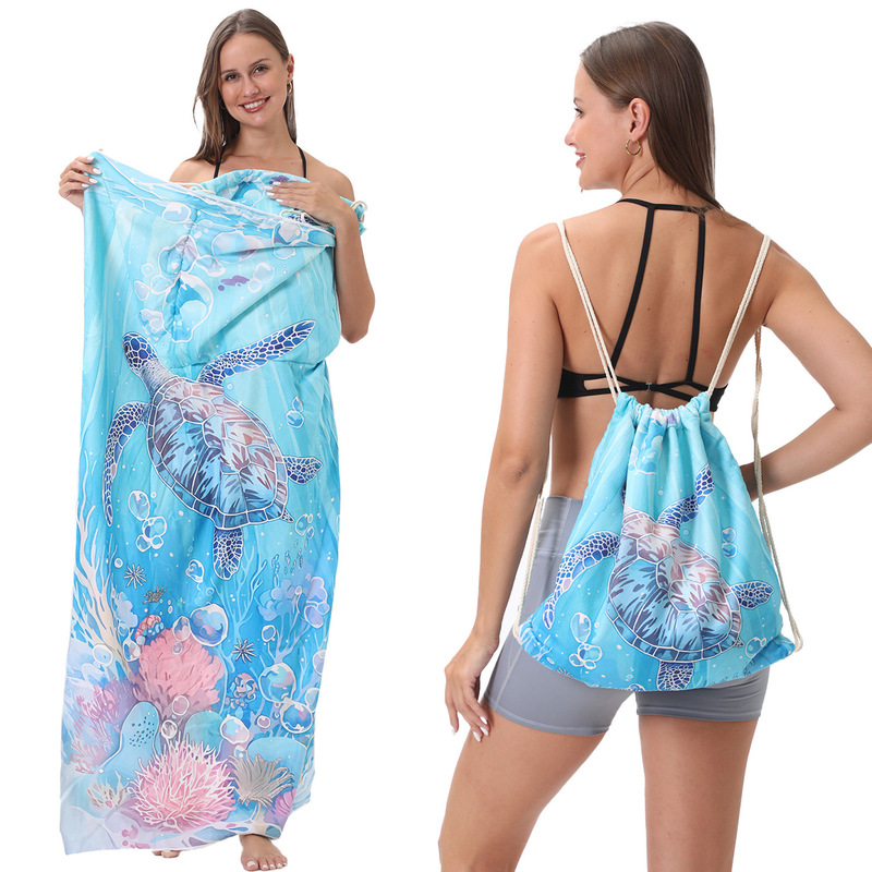 Ready-Made Cross-Border European and American Beach Towels All-In-One Bag Portable Storage Backpack Printed Towels Bath Towels Wholesale Ready-Made Cross-Border European and American Beach Towels All-In-One Bag Portable Storage Backpack Printed Towels Bath Towels Wholesale
