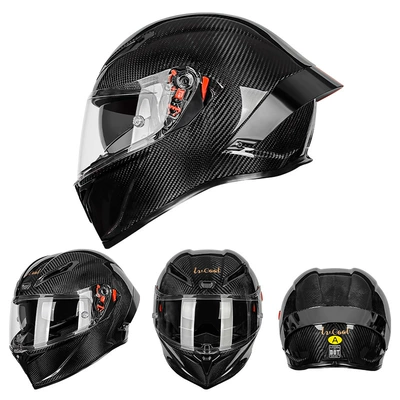 Helmet for Men and Women Motorcycle: Motosiklet kaskı (dəbilqə) - p7-carbon-fiber-2nd-generation-3k-gloss-black-with-lens-m