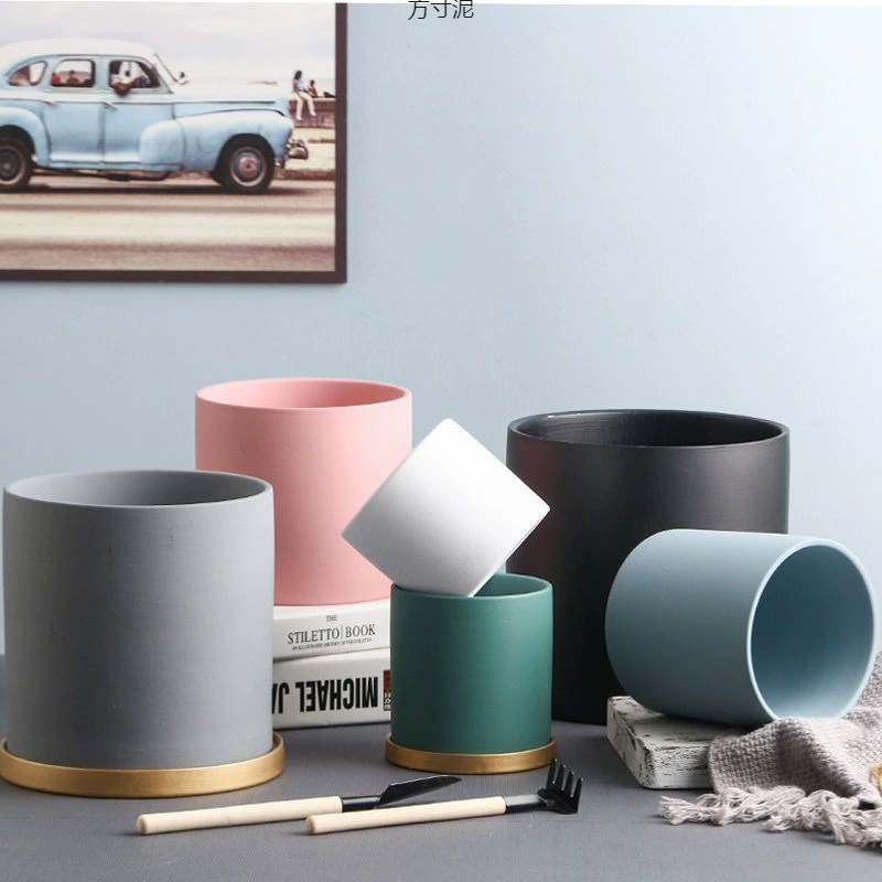 Минималистичный керамический цветочный горшок большой индивидуальность с подносом зеленый лук фаленопсис горшок горшок завод оптовая продажа
