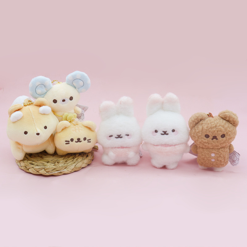 Japanese New Style Rilakkuma Marshmallow Rabbit Fox Series Plush Toys Dessert Cat Bag Pendant Gift