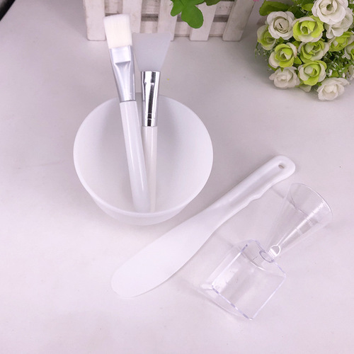 White silicone facial mask bowl set, soft mask bowl, complete set of homemade facial mask tools, silicone brush soft bowl, medium large size