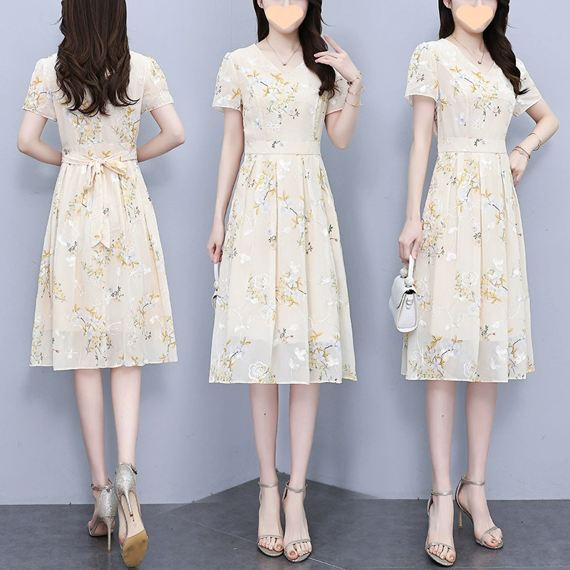 Элегантное платье 2025 года, модный новый стиль, утягивающее талию, летняя утягивающая длинная юбка с цветочным принтом