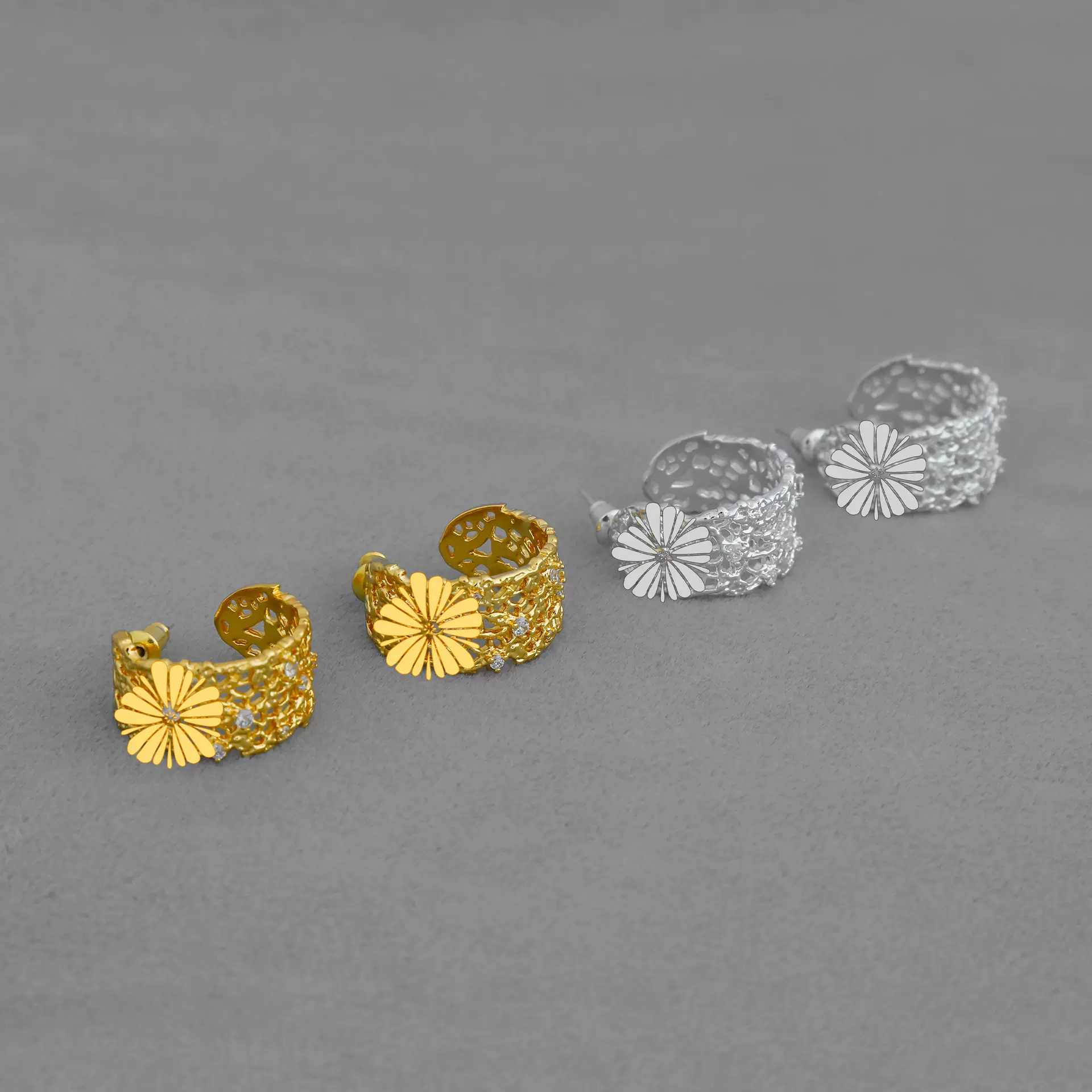 OOA*家蕾丝系列耳钉 董洁同款夏季气质轻奢小众高级感蕾丝C型耳钉