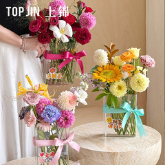 上锦 教师节透明亚克力书本方形花盒鲜花插花盒花艺礼品包装盒diy