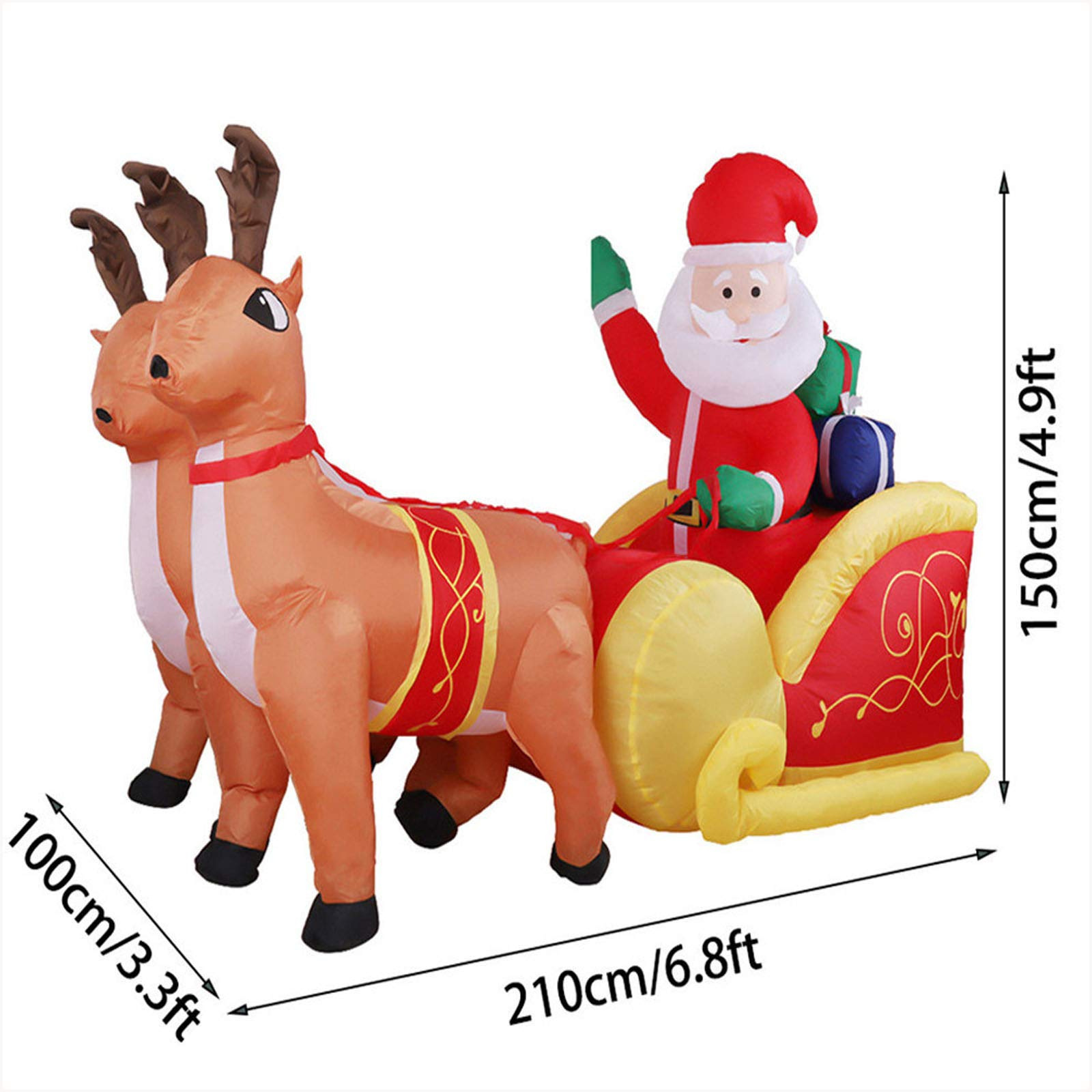 Venta al por mayor doble alce tire Santa Claus inflable modelo inflable decoración de Navidad alce tire trineo Santa Claus modelo inflable