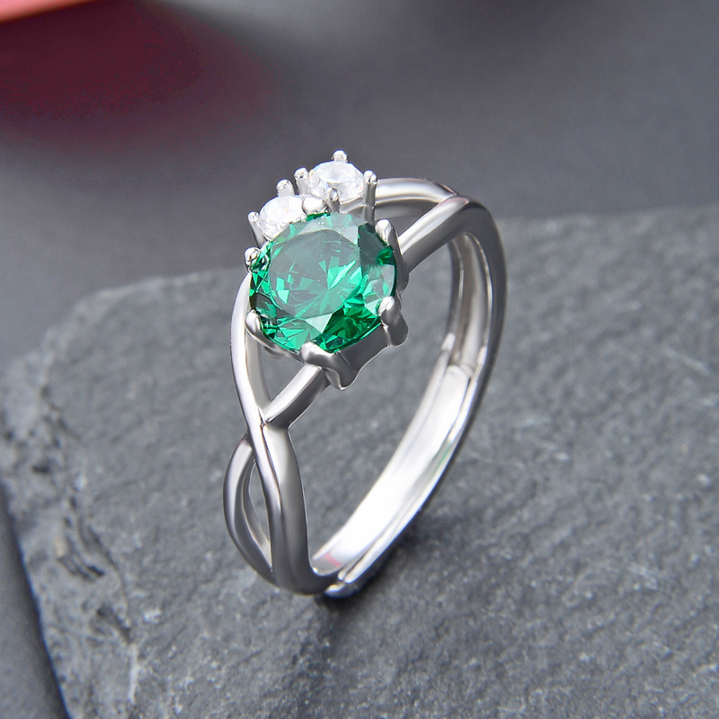 S925 plata esterlina retro anillo verde oliva mujer europea y americana estilo francés simple anillo de diamantes joyas al por mayor