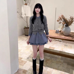 韩版2025春秋季新款纯色可爱拼接花边学生短款开衫纯色女外穿