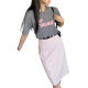 Fat M Pink Elegant Suit Skirt Women's Summer High Waist Hip Covering Skirt Slimming A- Character Straight High-Level Skirt