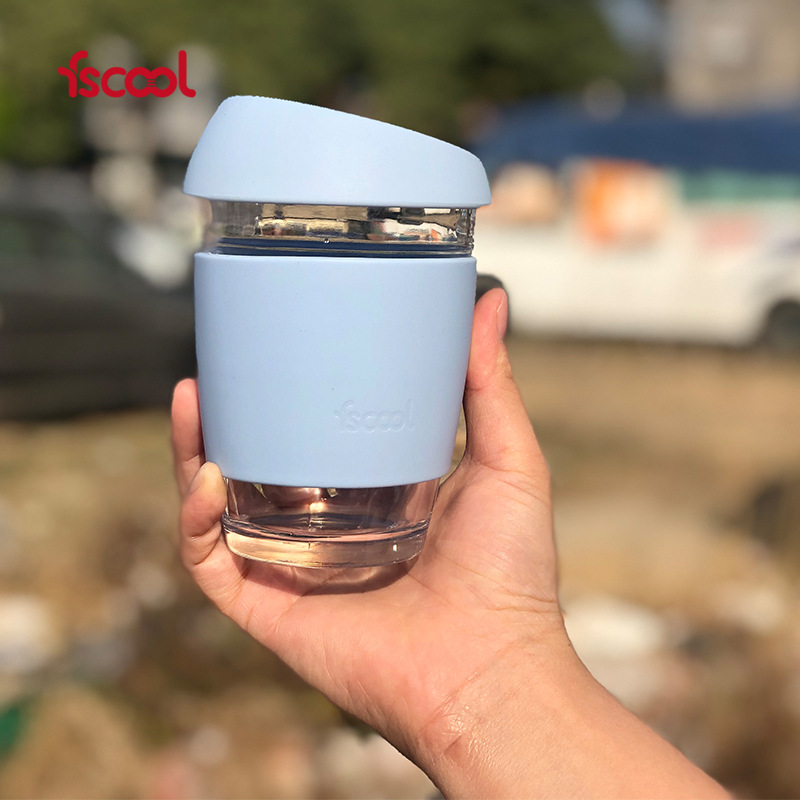 's Creative Silicone Coffee Cup,ulated Portable Glass Cup With Lid,Men's And Women's Office Portable Drinking Cup