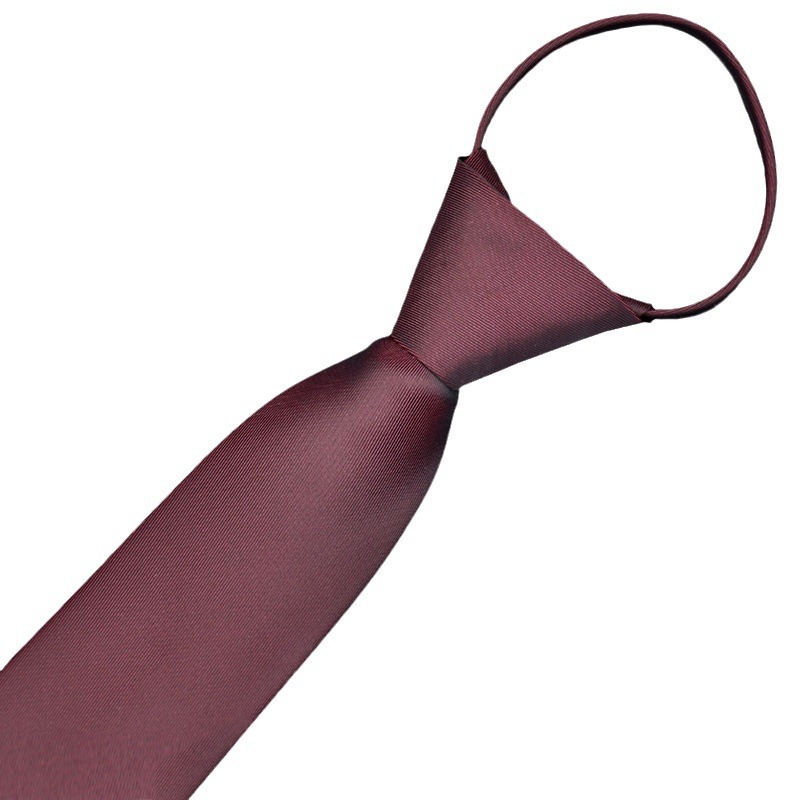 Lazy estilo coreano tirón fácil vino rojo color sólido 6cm calidad personalizada logotipo de la empresa monocromo hombres cremallera collar