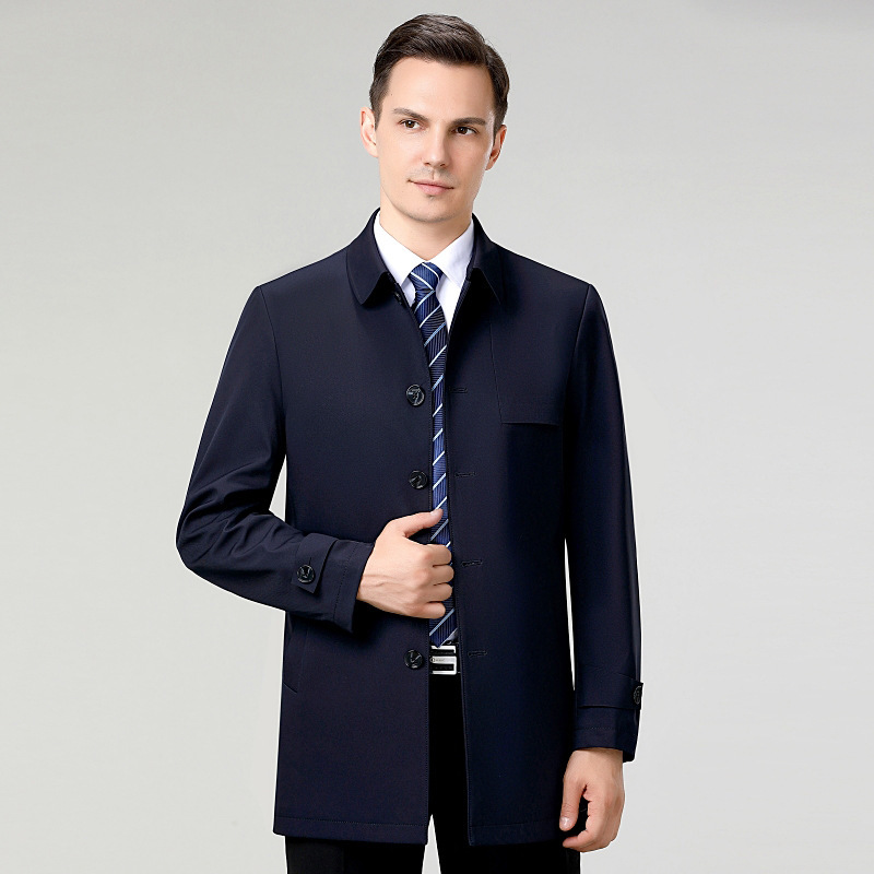 Chengzhao agent mulberry silk trench coat for men 2024 Spring and Autumn new business casual middle-aged dad plus size non-ironing coat Chengzhao agent mulberry silk trench coat for men 2024 Spring and Autumn new business casual middle-aged dad plus size non-ironing coat