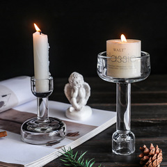 Ins French retro-style European bar high-leg glass crystal candle holder bar milk tea shop soft decoration living room