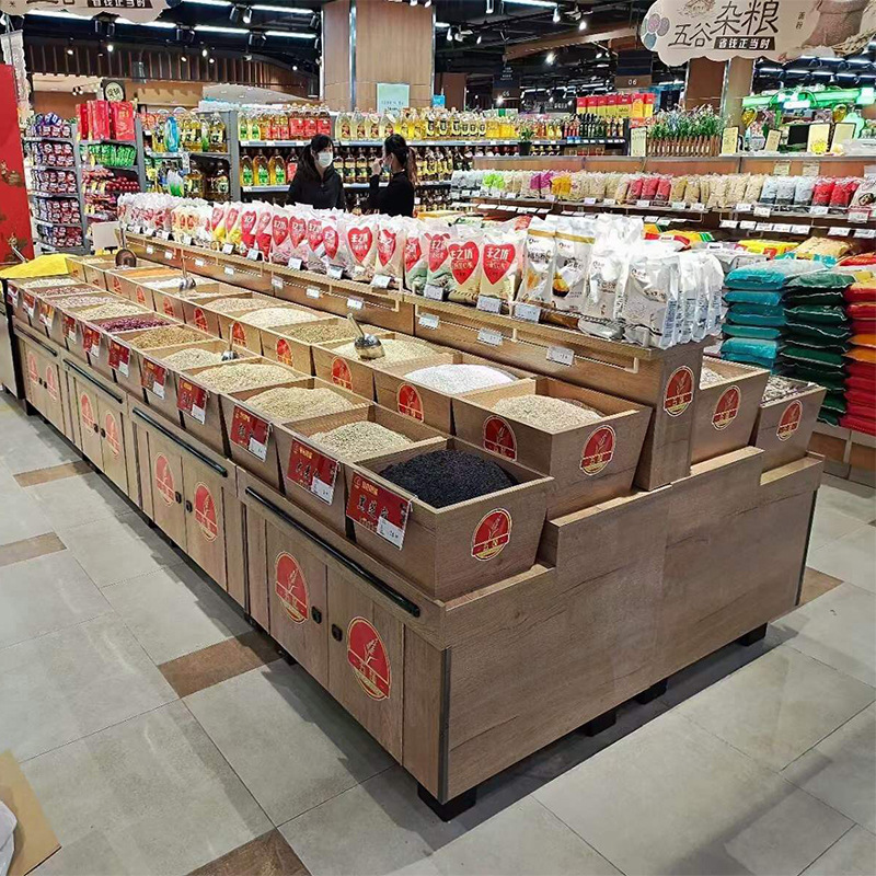 超市干货柜 五谷杂粮豆类展柜 零食饼干糖果散称柜  单双面散称柜