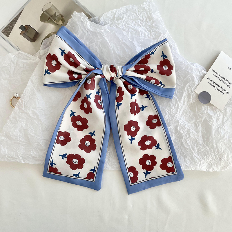 Bufanda larga de seda para mujer 2025 nuevo estilo coreano de alta gama verde verano delgada bufanda de seda lazo para el cabello diadema de bufanda de seda.