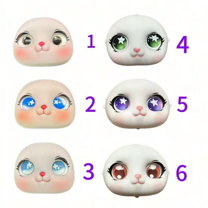 New PVC Cute Family Face Skin Cartoon Plush Toy Accessories Rabbit Glitter Face Skin Toy Accessories