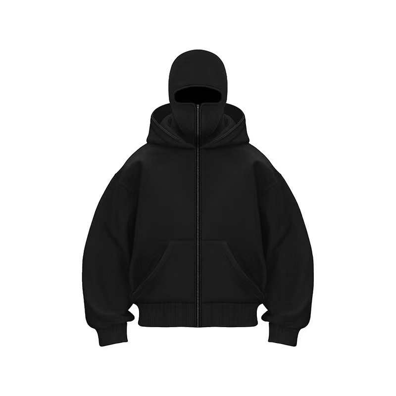 Cross-Border European and American New Spring and Autumn Men's Fashion Thickened Double-Layer Hooded Sweatshirt with Double Hood and Double Collar Zipper Shirt